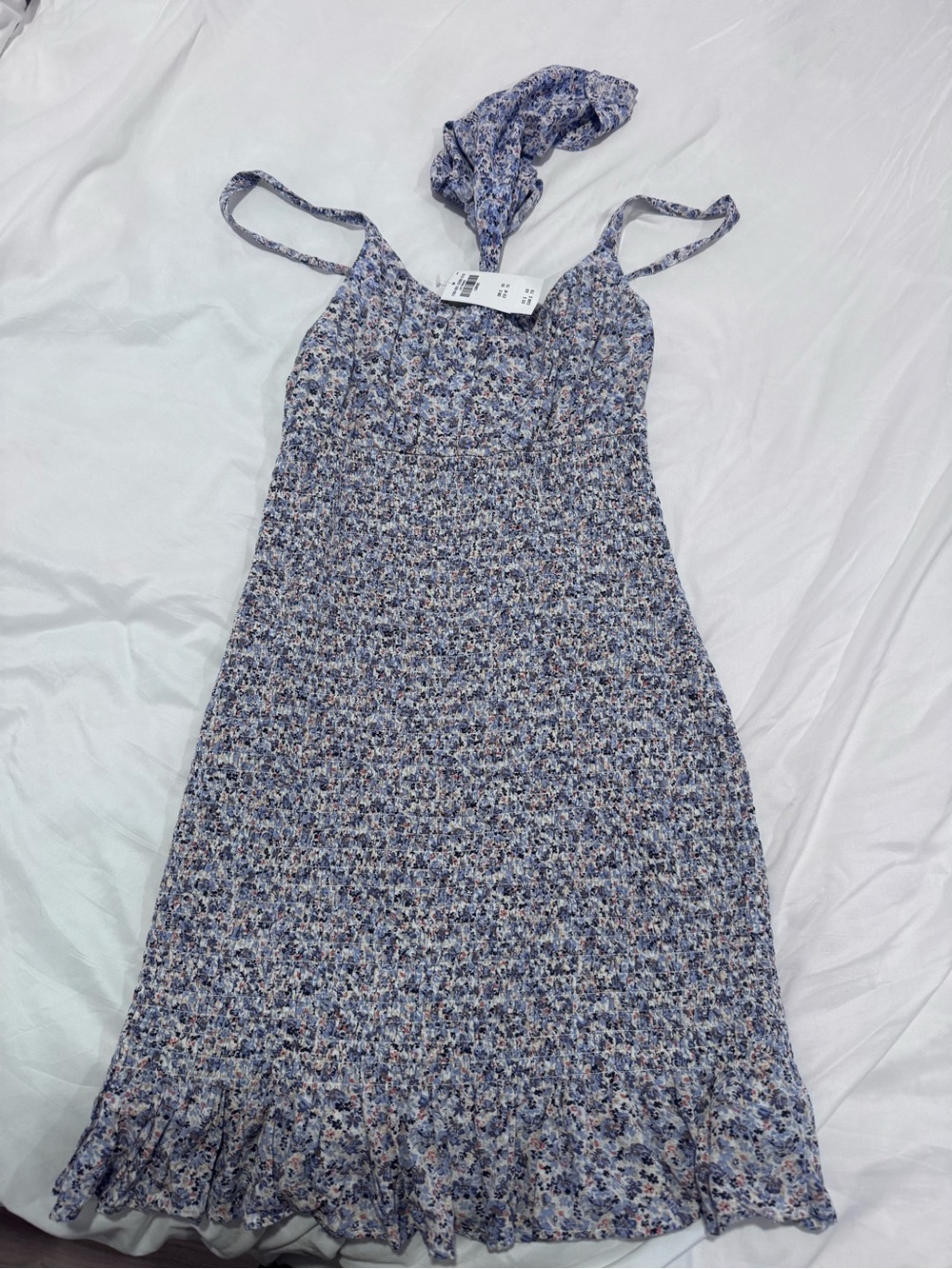 Abercrombie & Fitch Blue Floral Smocked Sundress with Matching Headband
